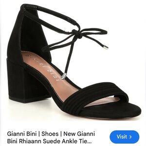Gianni Bini Black Block Heel Sandals with Ankle Tie